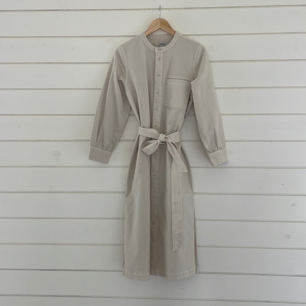 J. Crew Midi Canvas Button-Front Dress Size 10 - image 1
